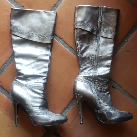 Aldo Pewter/silver to the knee boots - Picture 2 of 6